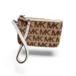 Michael Kors Brown and CreamSignature Wristlet
